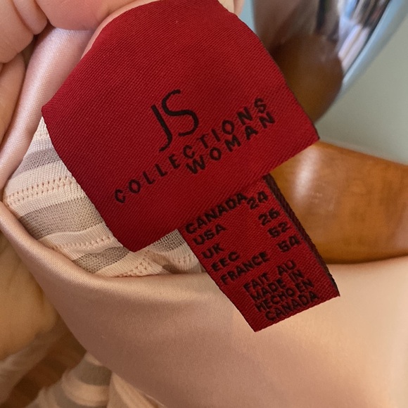 NWT JS collection sheer blush pick rhinestone button down satin collar & cuff 24 - Picture 8 of 9